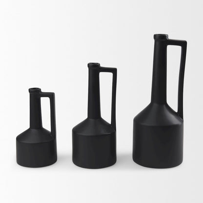 Burton 10.8H Small Matte Black Ceramic Jug Vase