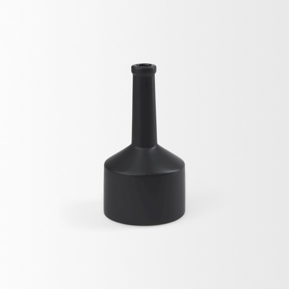 Burton 10.8H Small Matte Black Ceramic Jug Vase