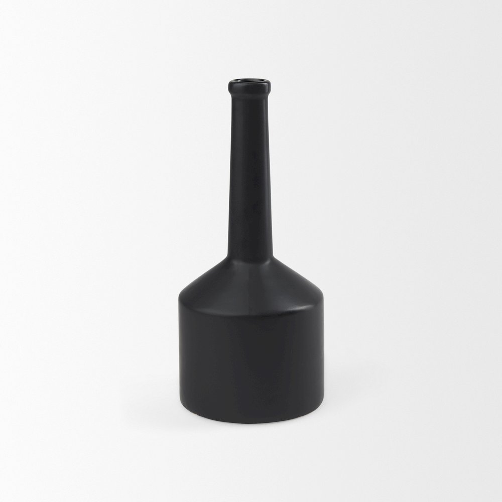 Burton 14.2H Medium Matte Black Ceramic Jug Vase