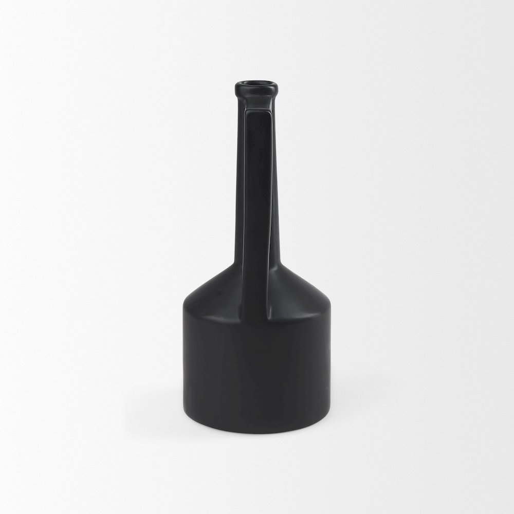 Burton 14.2H Medium Matte Black Ceramic Jug Vase