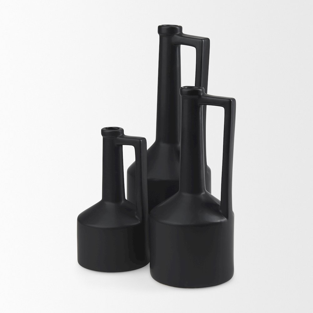Burton 17.1H Large Matte Black Ceramic Jug Vase