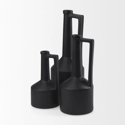 Burton 17.1H Large Matte Black Ceramic Jug Vase