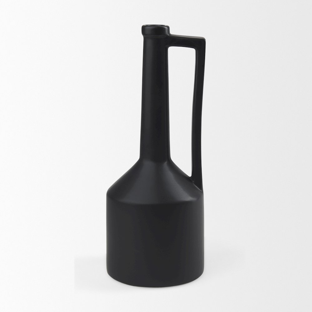 Burton 17.1H Large Matte Black Ceramic Jug Vase