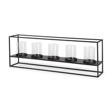 Cindy 5 Candle Matte Black Metal Hurricane Glass Tabletop Candle Holder