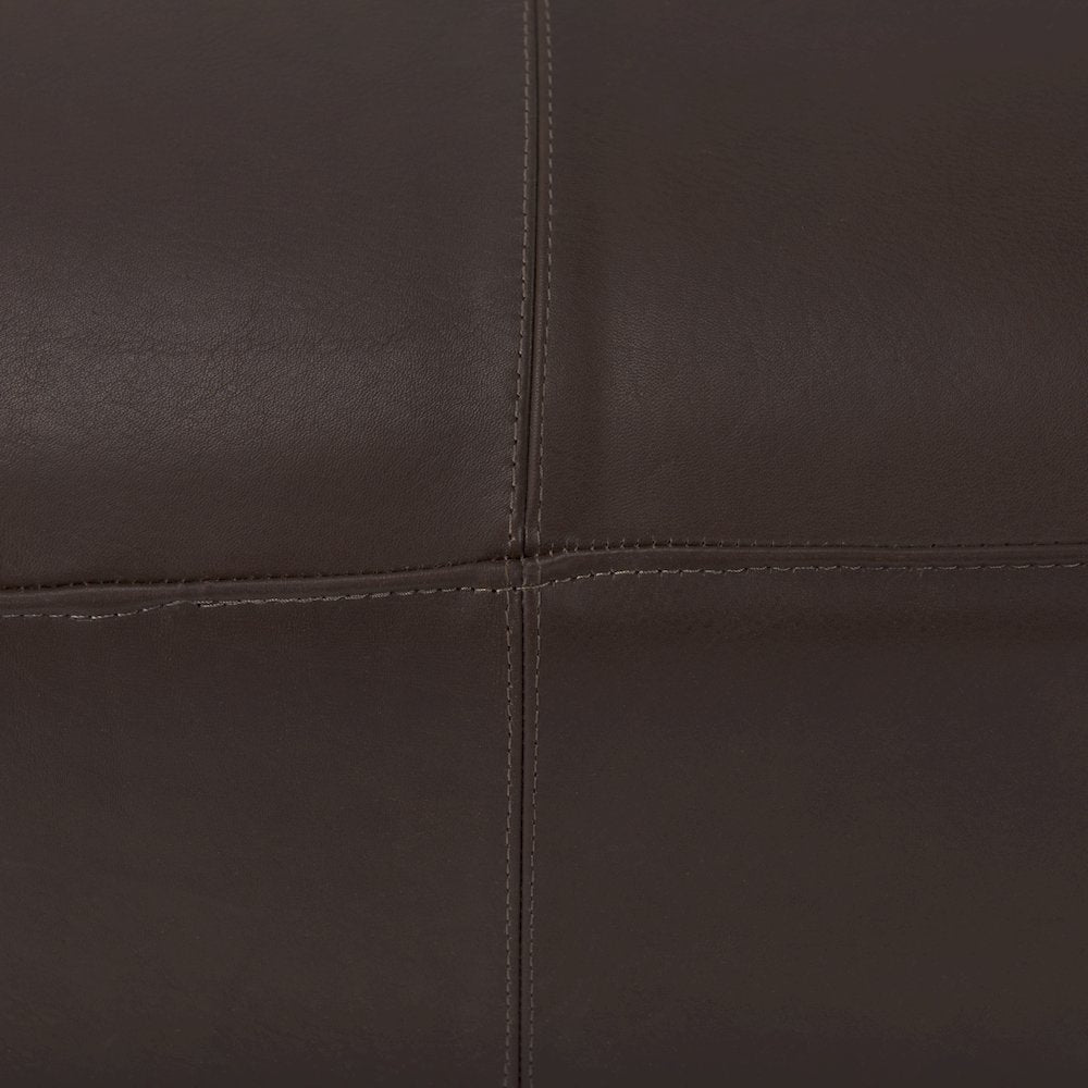 Minara 36L x 36W x 16H Square Dark Brown Leather Wrapped Ottoman