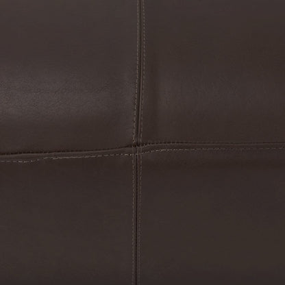 Minara 36L x 36W x 16H Square Dark Brown Leather Wrapped Ottoman