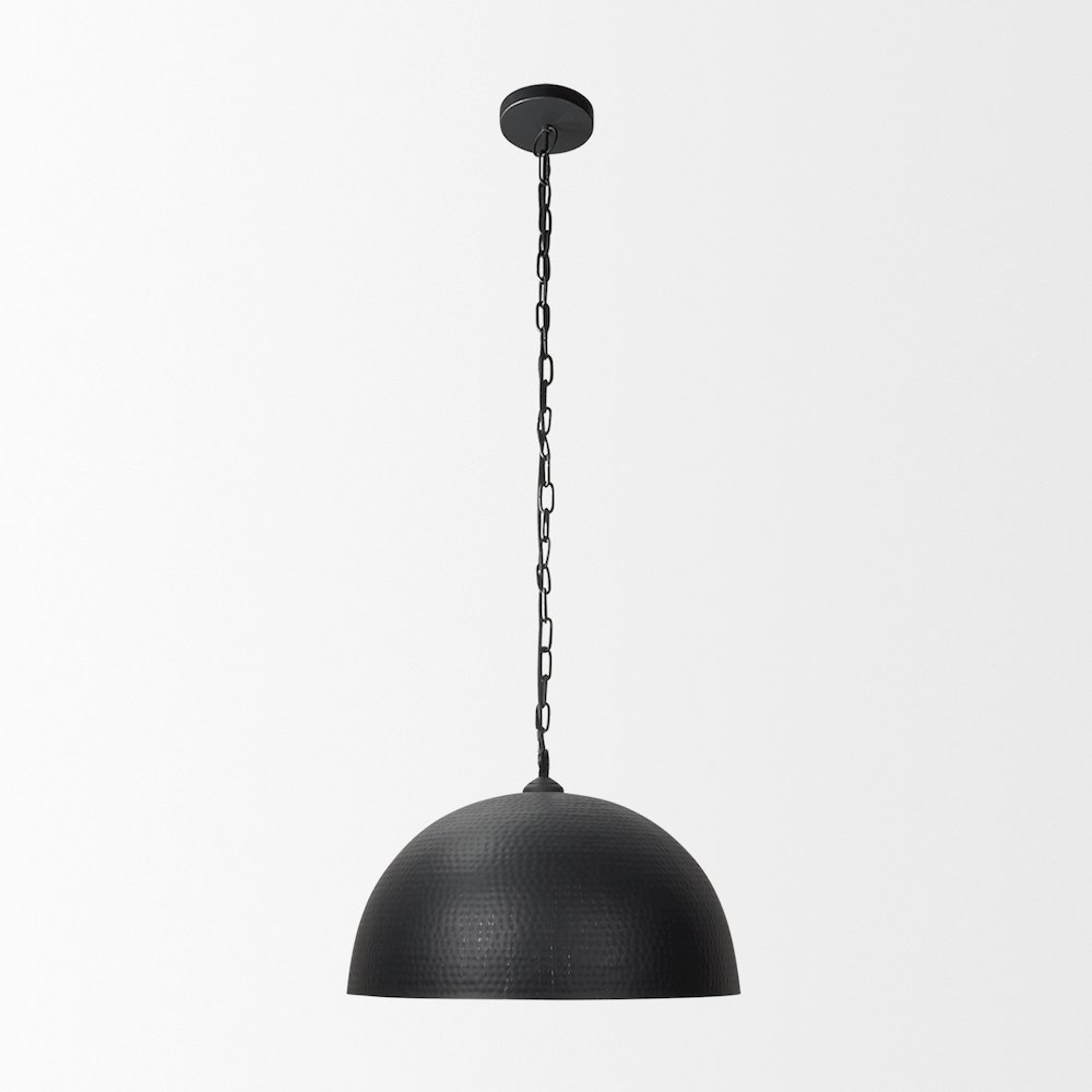 Karina 24" Round Matte Black Hammered Metal Dome Pendant Light