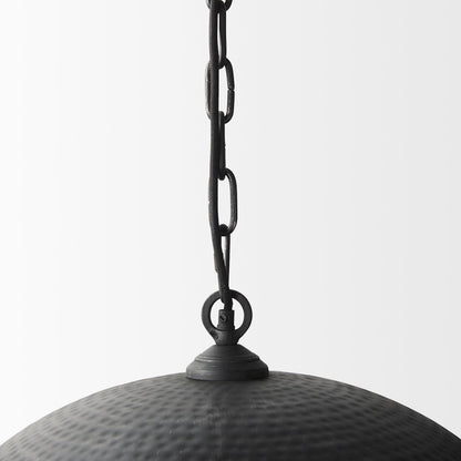 Karina 24" Round Matte Black Hammered Metal Dome Pendant Light