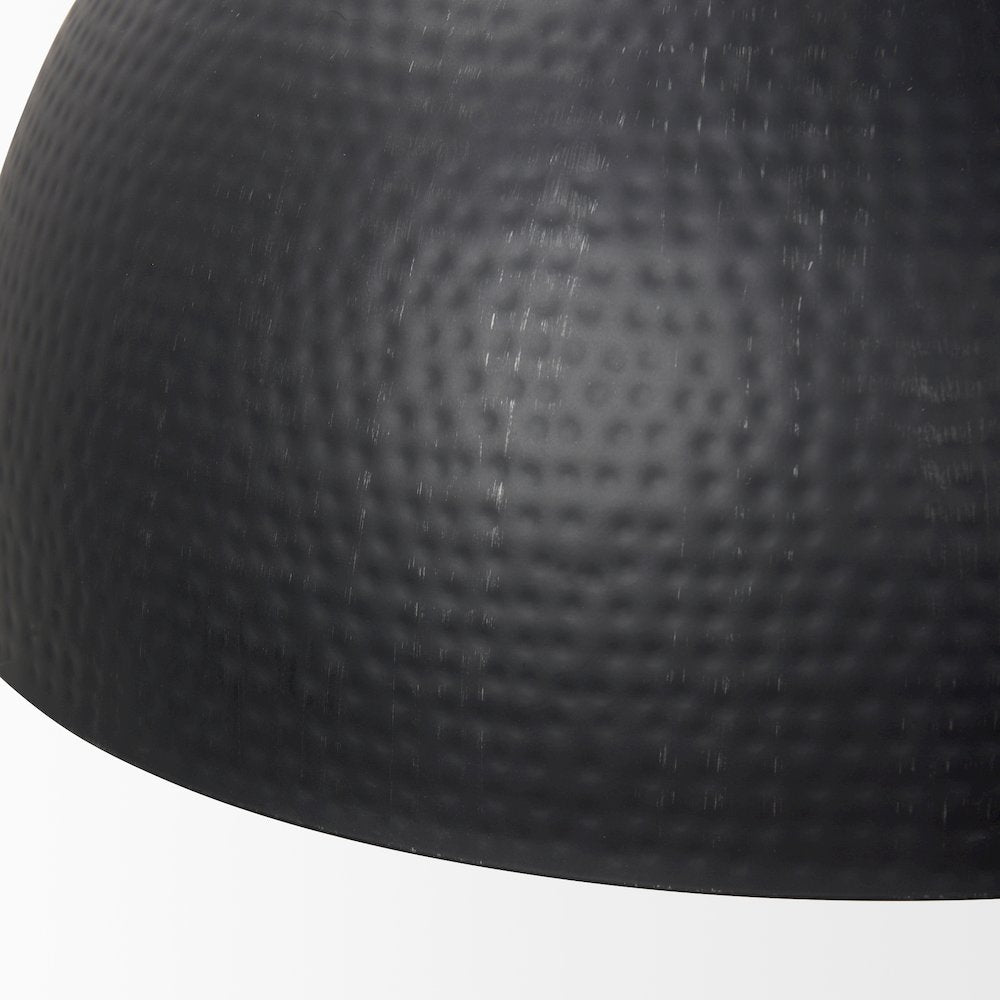 Karina 24" Round Matte Black Hammered Metal Dome Pendant Light