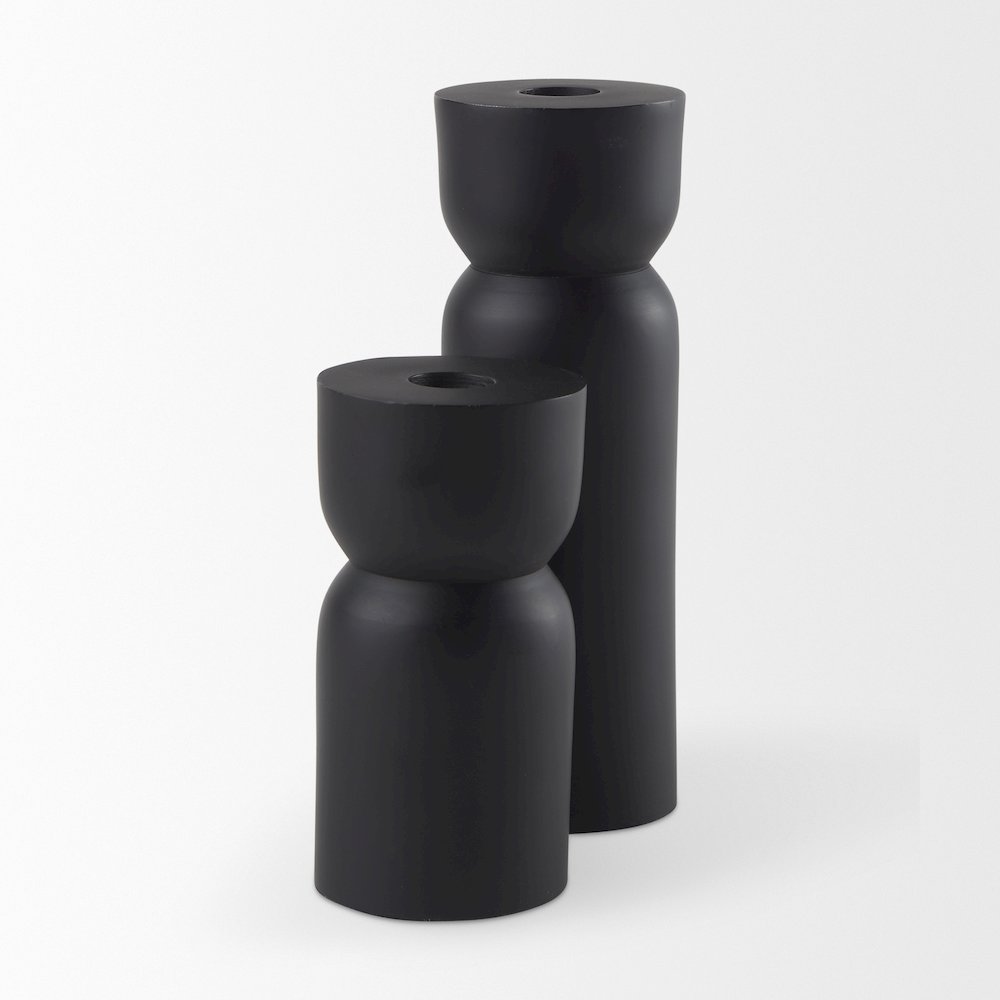 Malta Black Large Metal Candle Holder
