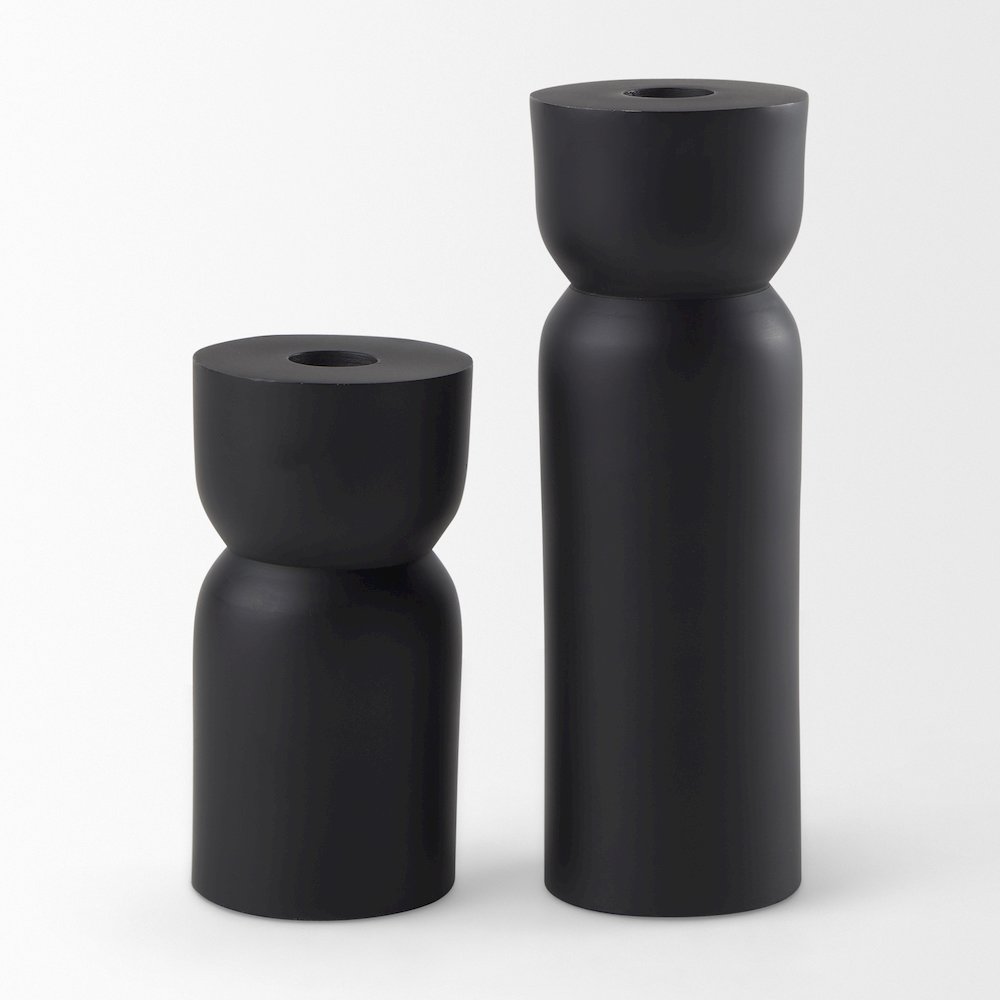 Malta Black Large Metal Candle Holder
