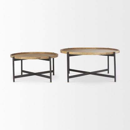 Medium Brown Woodblack Metal Large Coffee Table
