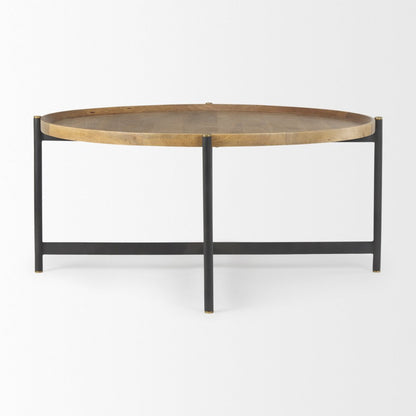 Medium Brown Woodblack Metal Large Coffee Table