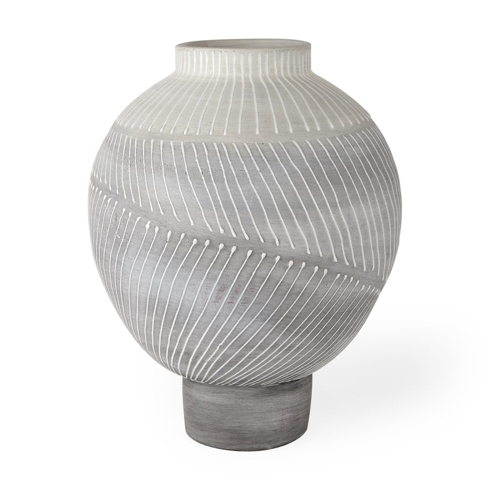 Blume 12.5H Off-White Gray Textured Vase