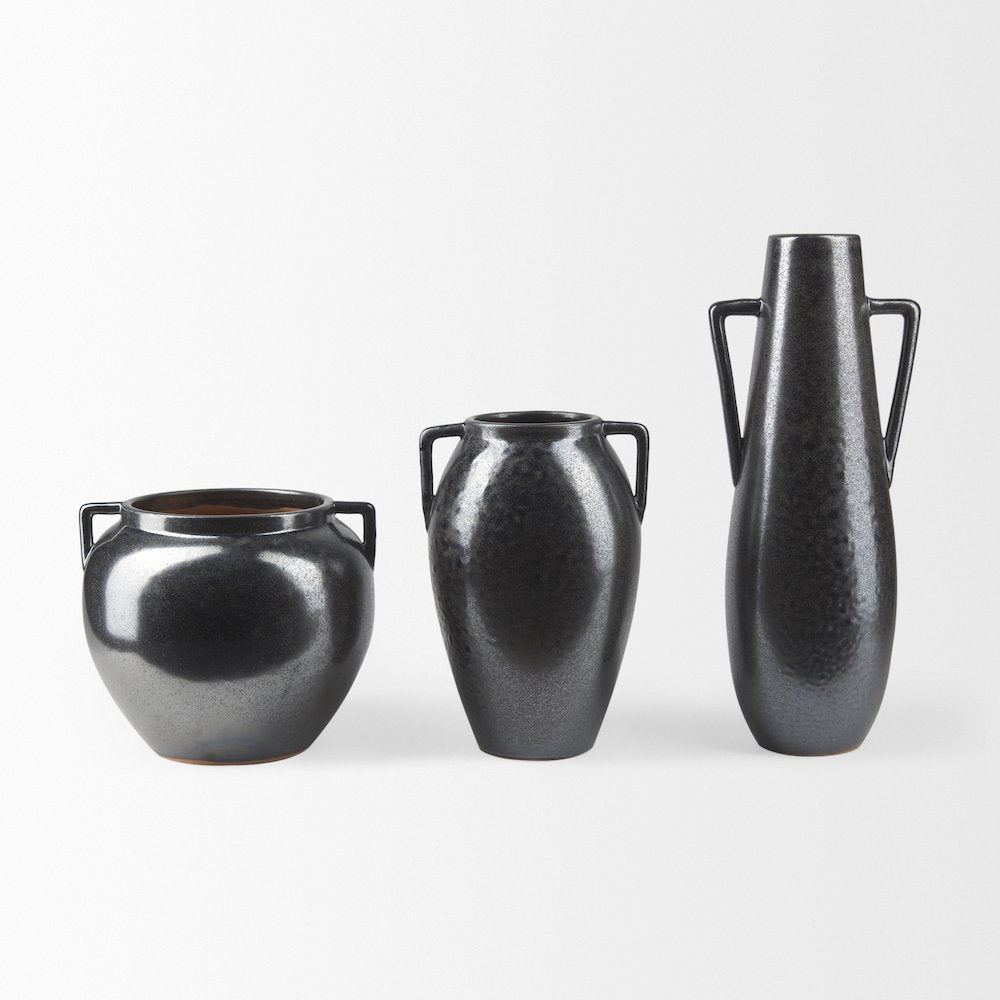 Kora Medium Dark Metallic Double Ear Vase