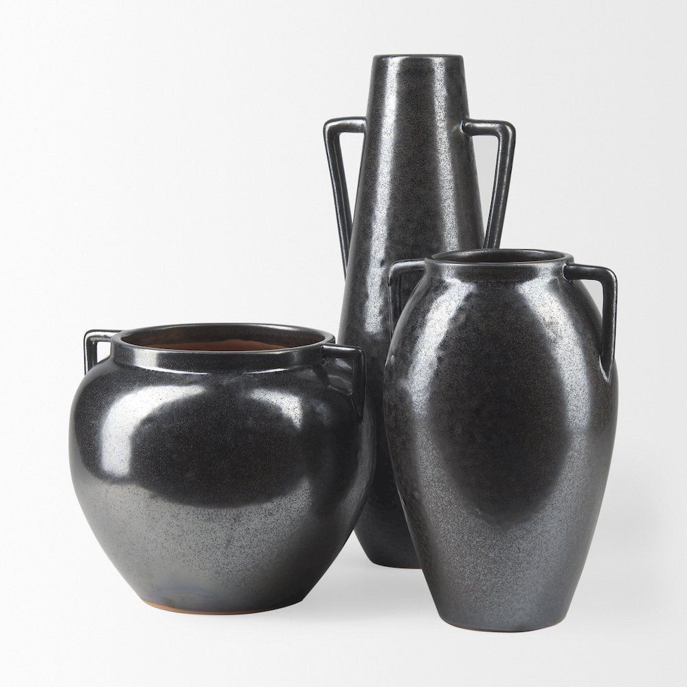 Kora Medium Dark Metallic Double Ear Vase