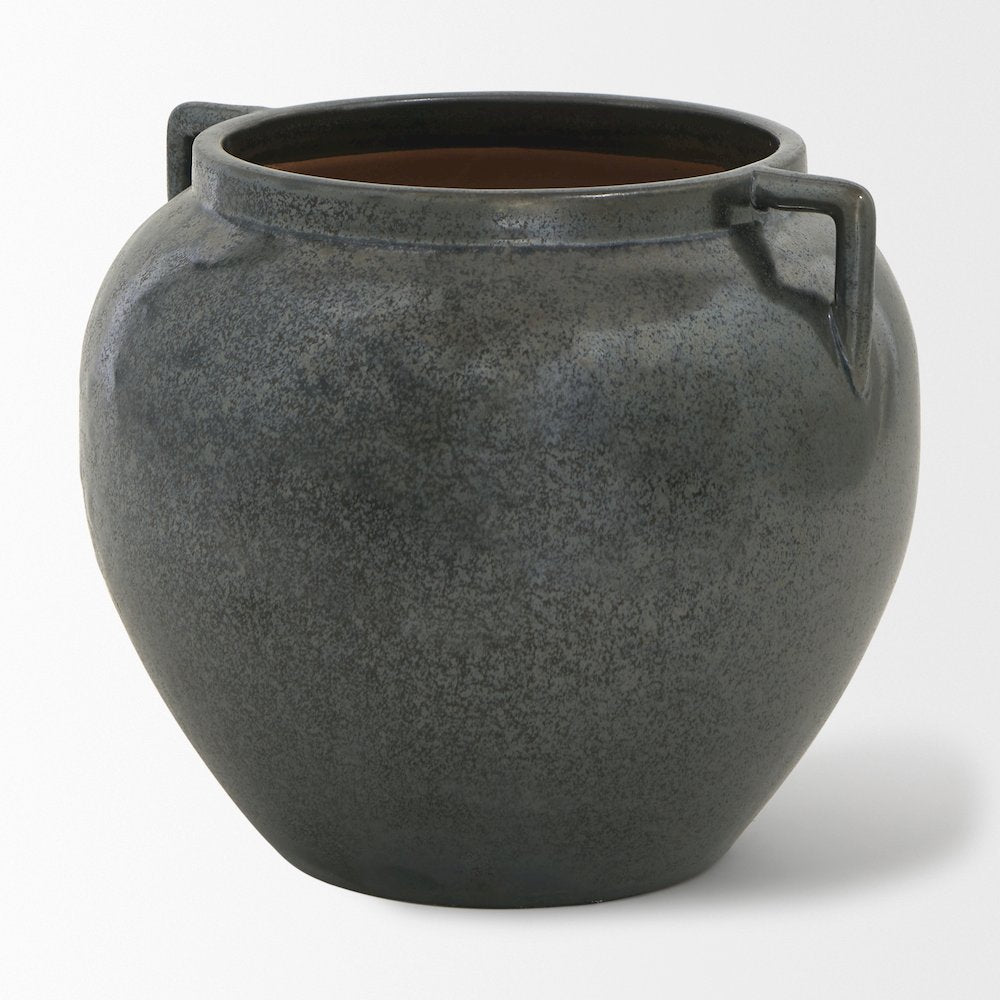Kora Short Dark Metallic Double Ear Vase