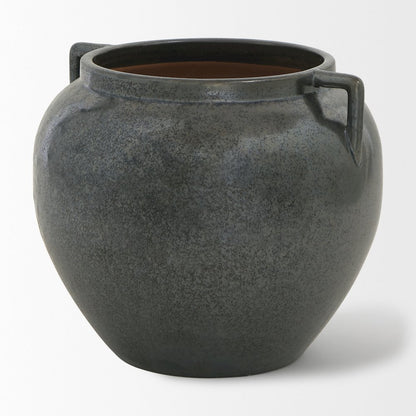 Kora Short Dark Metallic Double Ear Vase