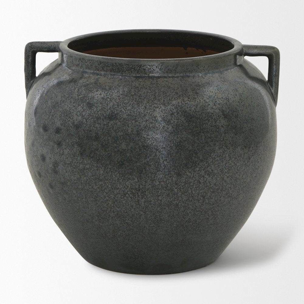 Kora Short Dark Metallic Double Ear Vase
