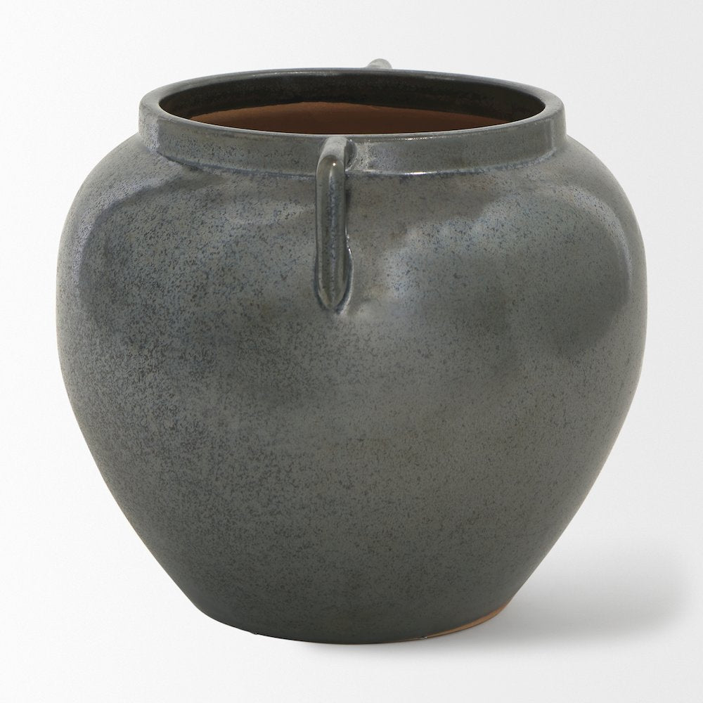 Kora Short Dark Metallic Double Ear Vase