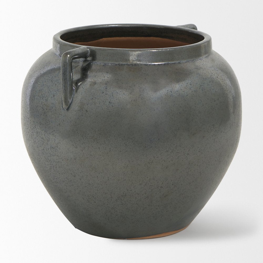 Kora Short Dark Metallic Double Ear Vase