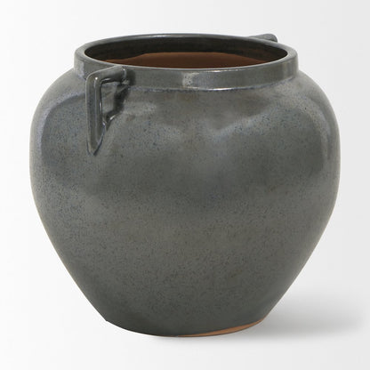Kora Short Dark Metallic Double Ear Vase