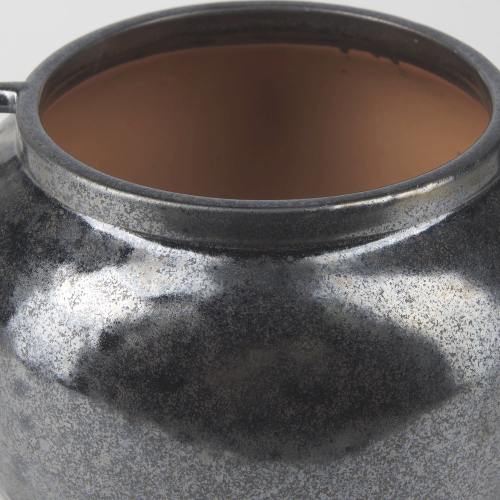 Kora Short Dark Metallic Double Ear Vase