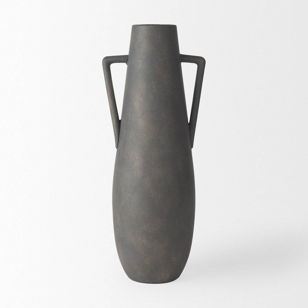 Kilian Tall Matte Brown-Gray Double Ear Vase