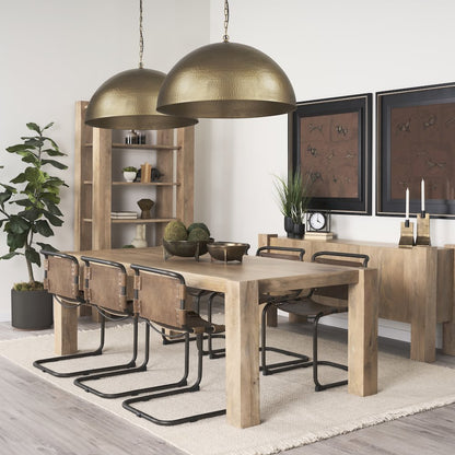 Karina 24" Round Brass-tone Hammered Metal Dome  Pendant Light