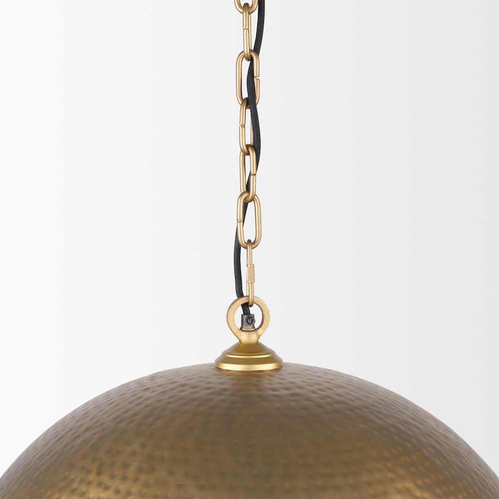 Karina 24" Round Brass-tone Hammered Metal Dome  Pendant Light