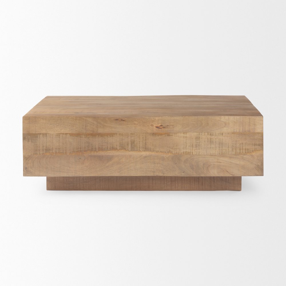 Light Brown Wood Rectangular Coffee Table