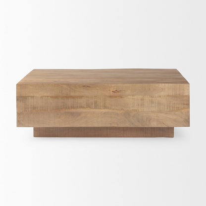 Light Brown Wood Rectangular Coffee Table