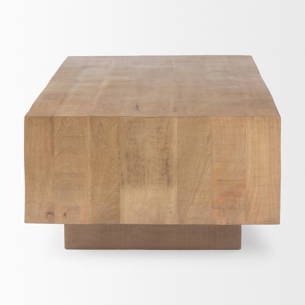 Light Brown Wood Rectangular Coffee Table