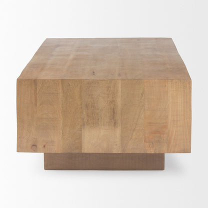 Light Brown Wood Rectangular Coffee Table
