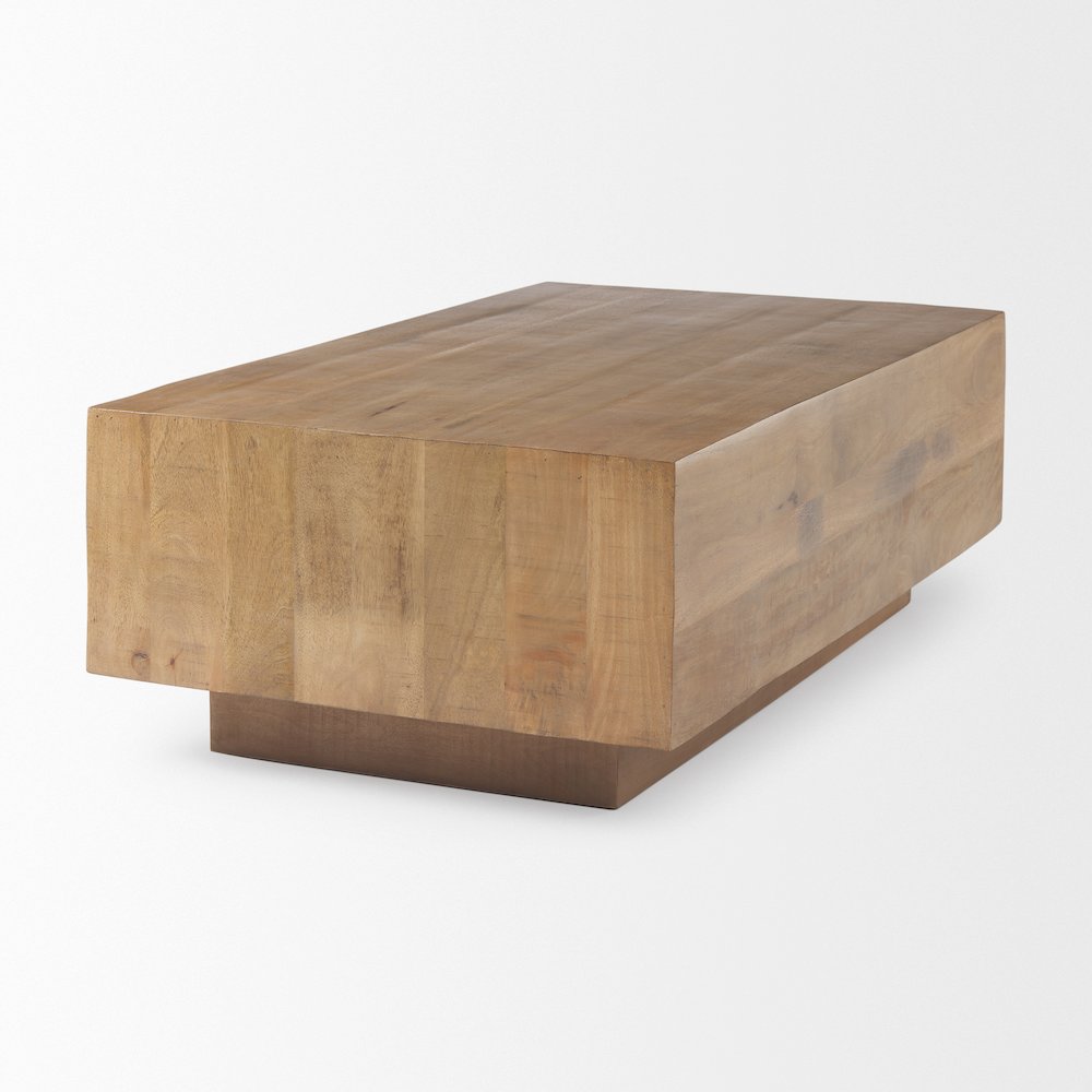 Light Brown Wood Rectangular Coffee Table