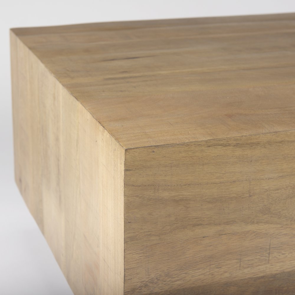 Light Brown Wood Rectangular Coffee Table