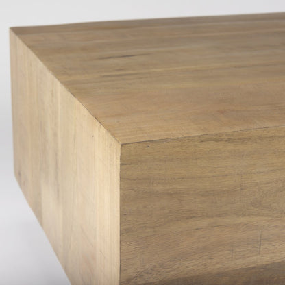 Light Brown Wood Rectangular Coffee Table