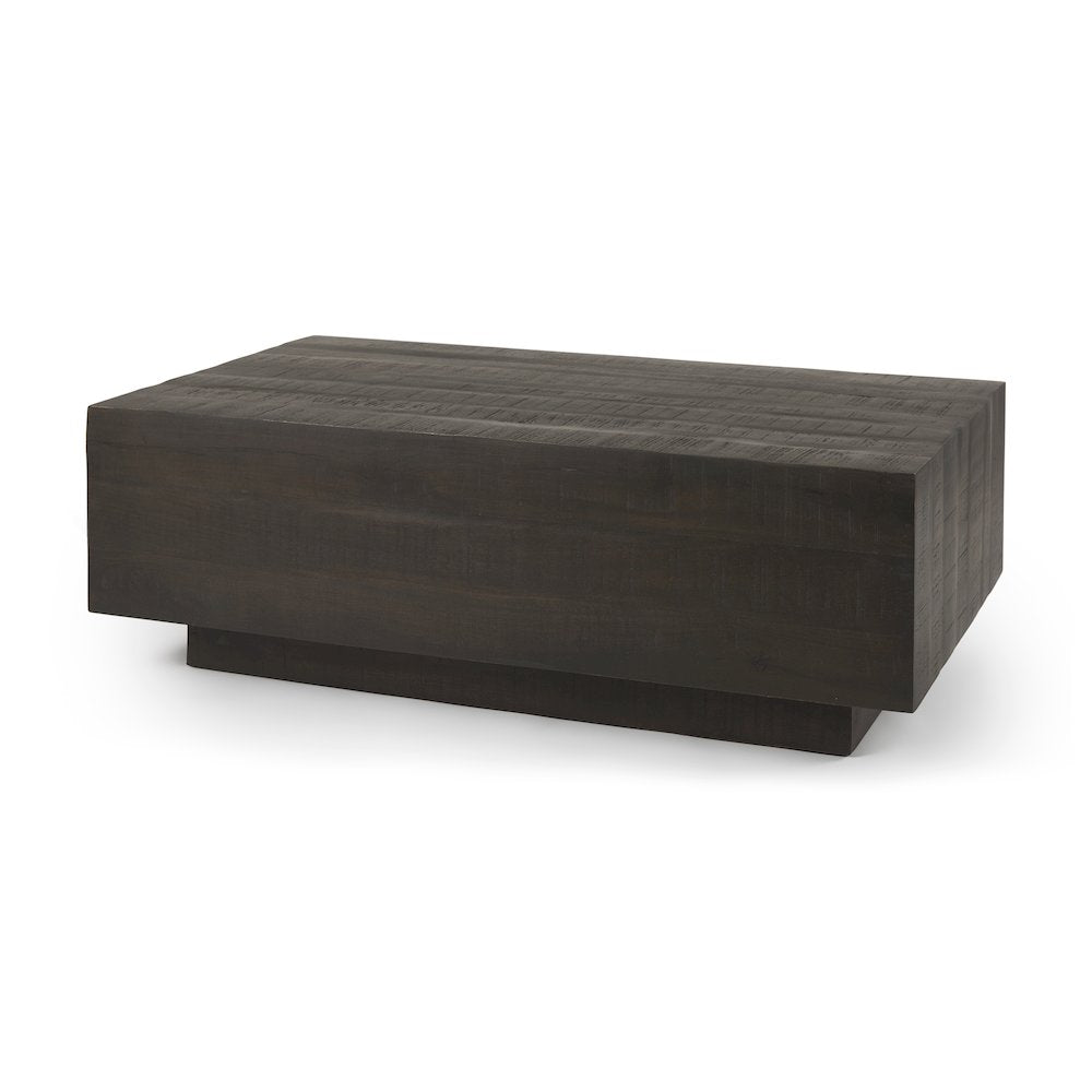 Dark Brown Wood Rectangular Coffee Table