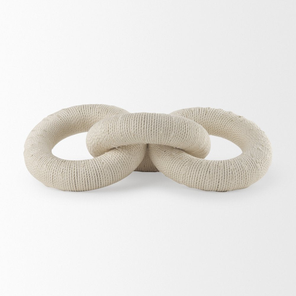 Alize Cotton Rope Wrapped Solid Wood Circular Chain Link Decorative Object