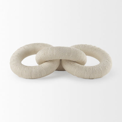 Alize Cotton Rope Wrapped Solid Wood Circular Chain Link Decorative Object