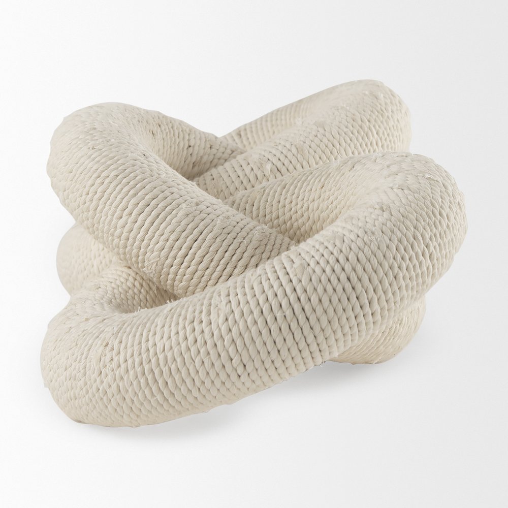 Alize Cotton Rope Wrapped Solid Wood Circular Chain Link Decorative Object