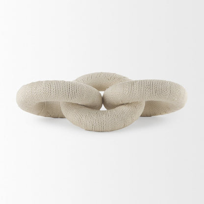 Alize Cotton Rope Wrapped Solid Wood Circular Chain Link Decorative Object