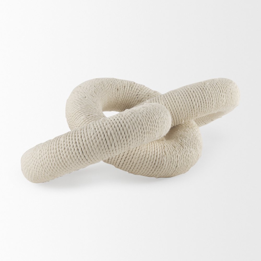Alize Cotton Rope Wrapped Solid Wood Circular Chain Link Decorative Object