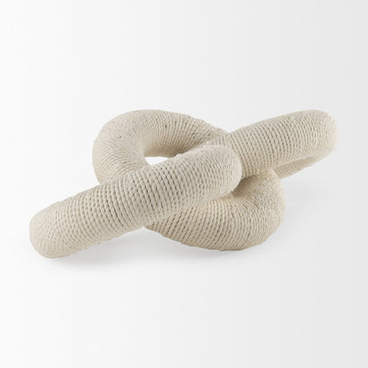 Alize Cotton Rope Wrapped Solid Wood Circular Chain Link Decorative Object