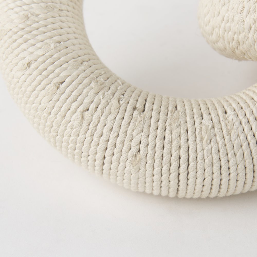 Alize Cotton Rope Wrapped Solid Wood Circular Chain Link Decorative Object