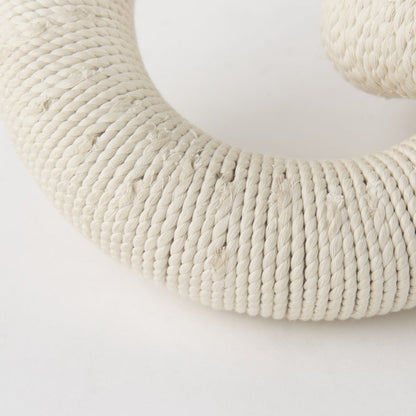 Alize Cotton Rope Wrapped Solid Wood Circular Chain Link Decorative Object