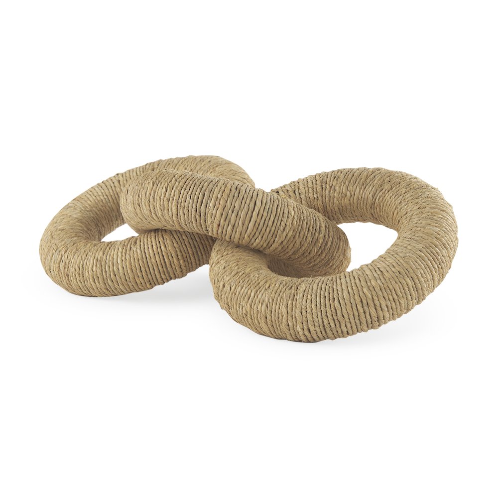 Alize Jute Wrapped Solid Wood Circular Chain Link Decorative Object