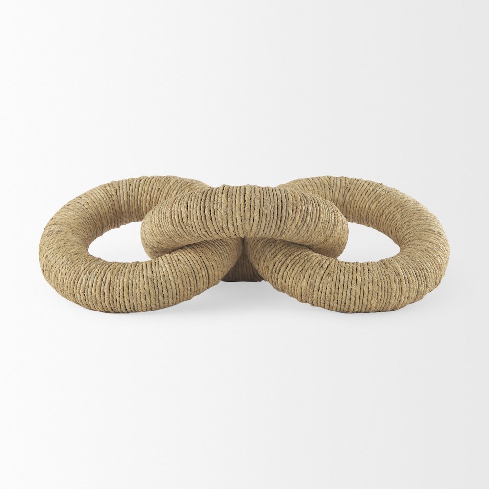 Alize Jute Wrapped Solid Wood Circular Chain Link Decorative Object
