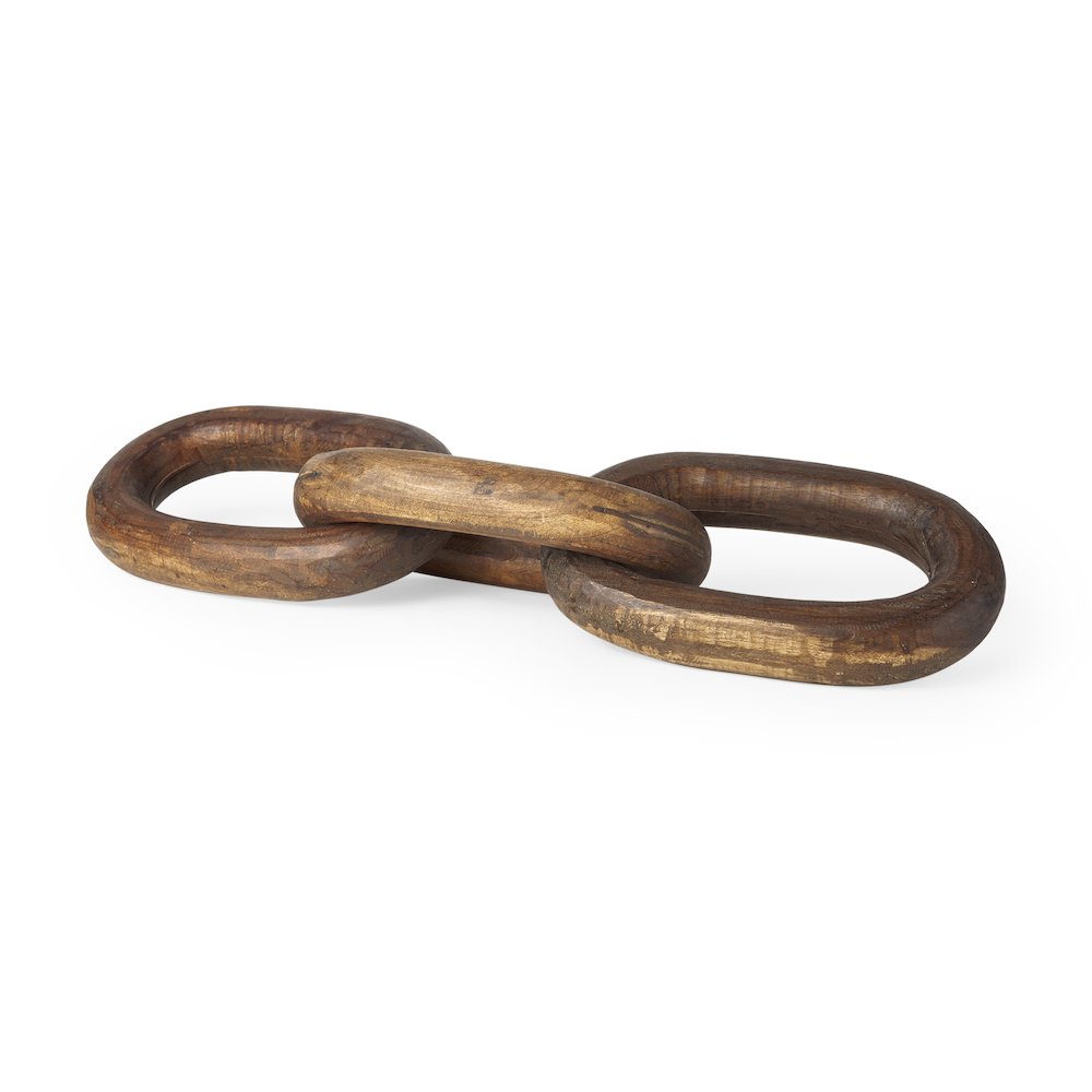 Tayla Large Medium Brown Wood Chain Link