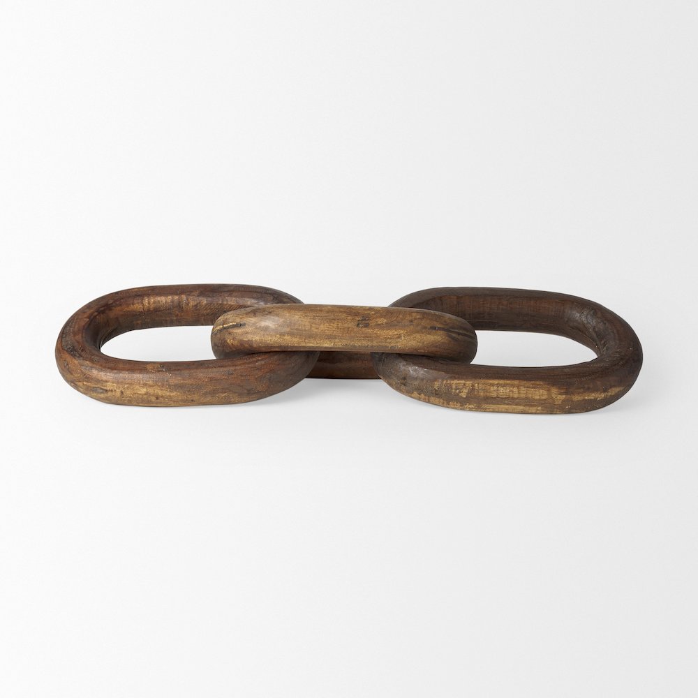 Tayla Large Medium Brown Wood Chain Link